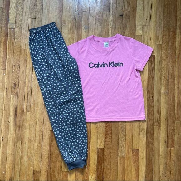 Calvin Klein Lot 4 Piece Girls Pajama Sets Size Medium 10/12 Pink Gray - Picture 10 of 16